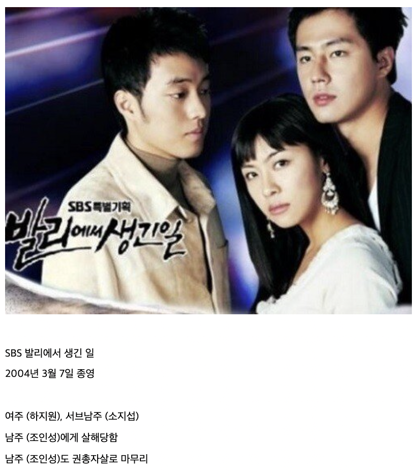 유독 새드엔딩이 많았던 2004년 K-드라마들