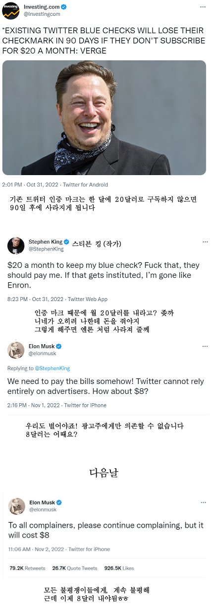 요즘 일론 머스크가 트위터에서 하는 짓