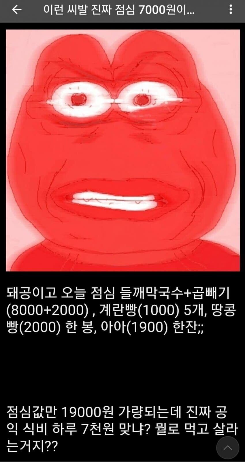 식비가 너무 적어서 분노한 공익